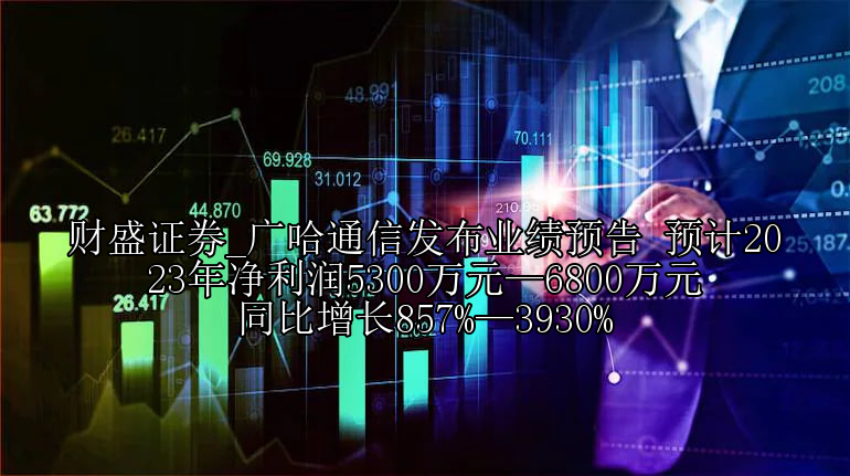 广哈通信发布业绩预告 预计2023年净利润5300万元—6800万元 同比增长857%—3930%
